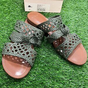 Alexandre Birman Clarita Braided Mule Flat Nappa Kiss Green Tea Sandals SZ 42